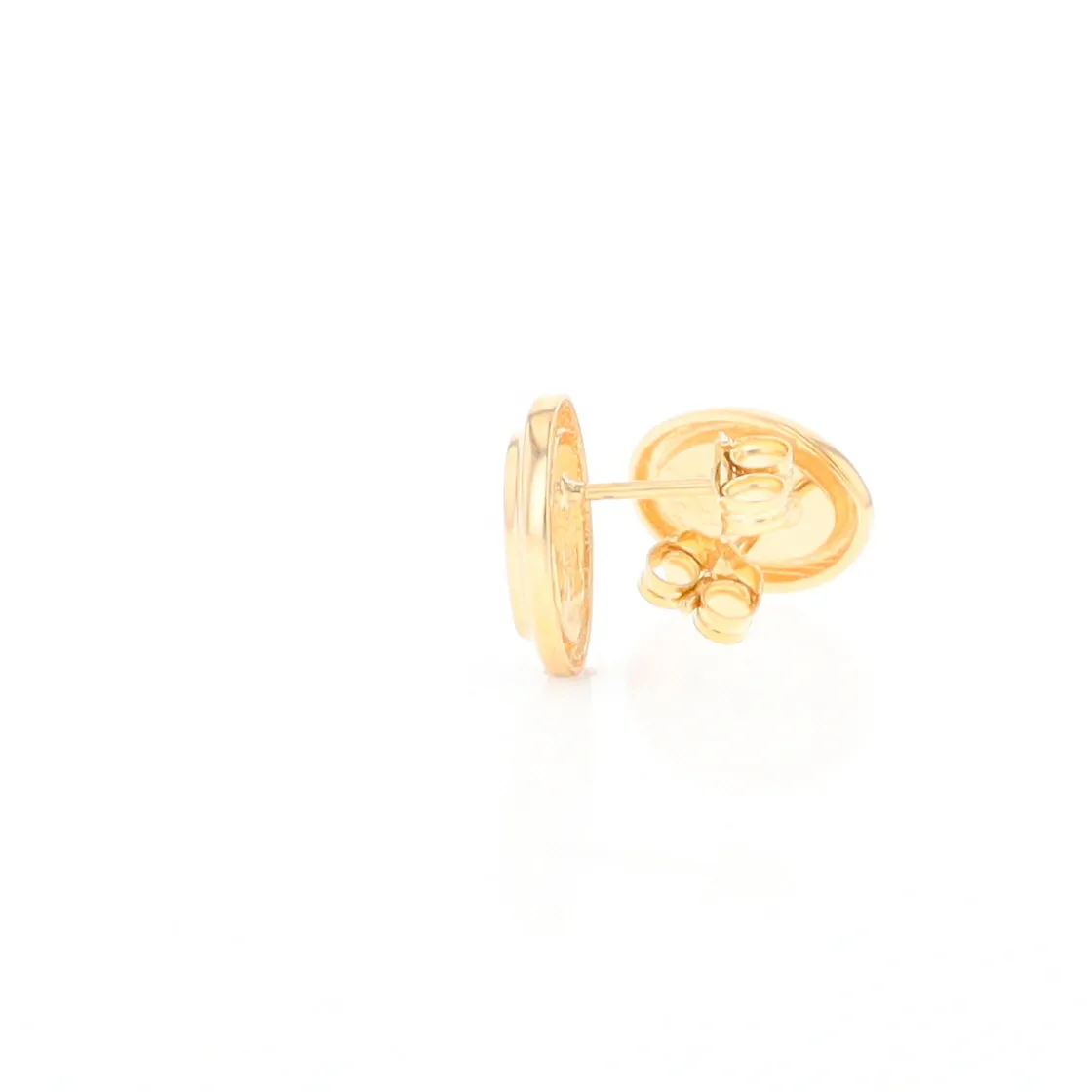 Gold Quartz Earrings Oval Inlaid Design Studs