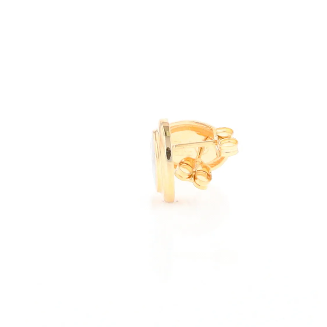 Gold Quartz Earrings Oval Inlaid Design Studs
