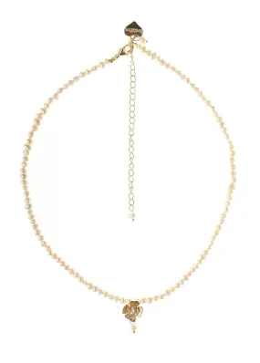 Gold Rose Pearl Necklace by Rosie fox
