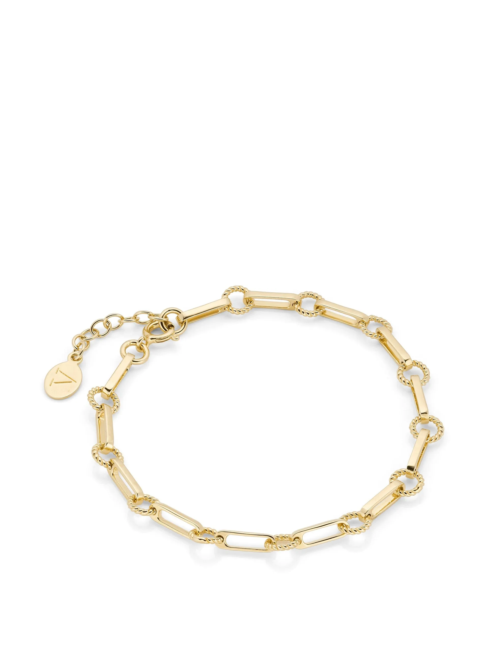 Gold twisted link vintage chain bracelet