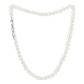 Gratia cultured freshwater pearl necklace with chunky silver chain feature
