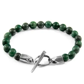 GREEN JADE TINAGO SILVER AND STONE BEADED BRACELET