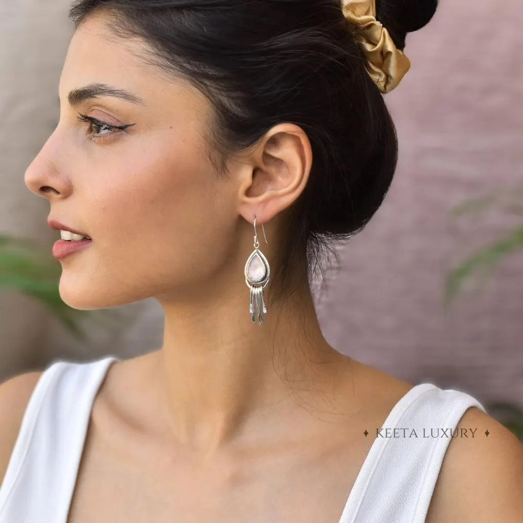 Gypsy Tears - Rose Quartz Earrings