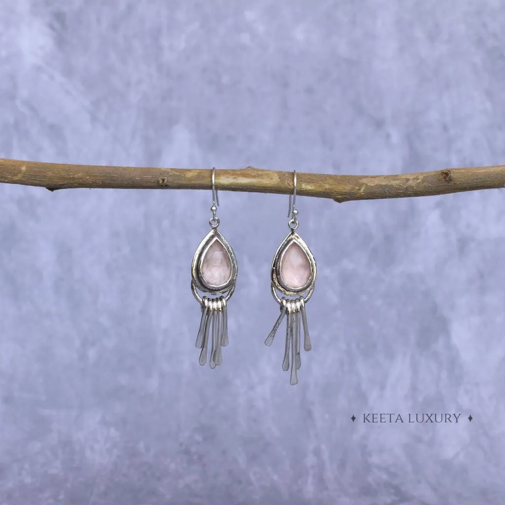 Gypsy Tears - Rose Quartz Earrings