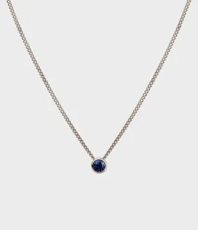 Halo 4 Solitaire Necklace / 18 Carat White Gold / Blue Sapphire