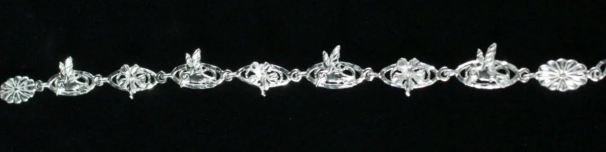 Handband Chain Bracelet with Humming Bird & Hibiscus Flower -