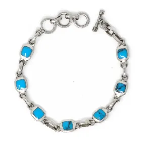 Handcrafted Mexican Alpaca Silver and Turquoise Cube Bracelet Artisana