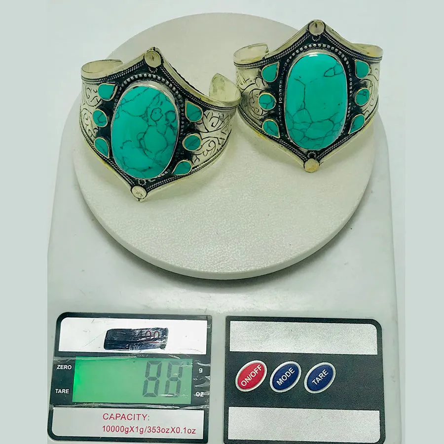 Handmade Silvered Metal Patterned Cuff Bracelet