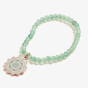 Heart Chakra Charm Stretch Bracelet Shiny Rose Gold