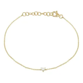 Heart Cut Diamond Charm Link Bracelet