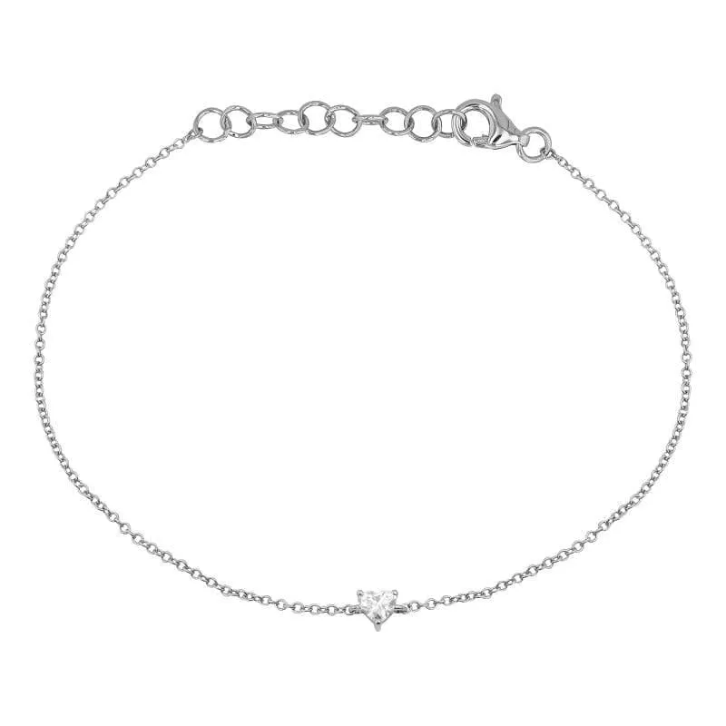 Heart Cut Diamond Charm Link Bracelet
