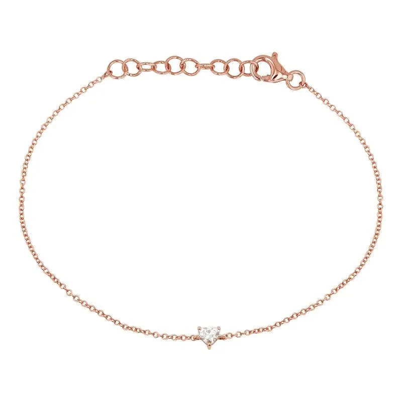 Heart Cut Diamond Charm Link Bracelet