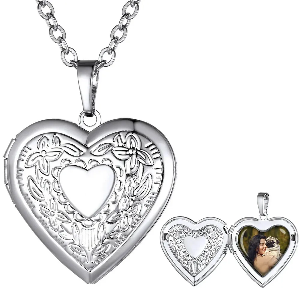 Heart Pendant Rose Gold Photo Locket Necklace for Womens That Holds Pictures Memorial Jewelry Girls Mom Wife Birthday Christmas Gifts