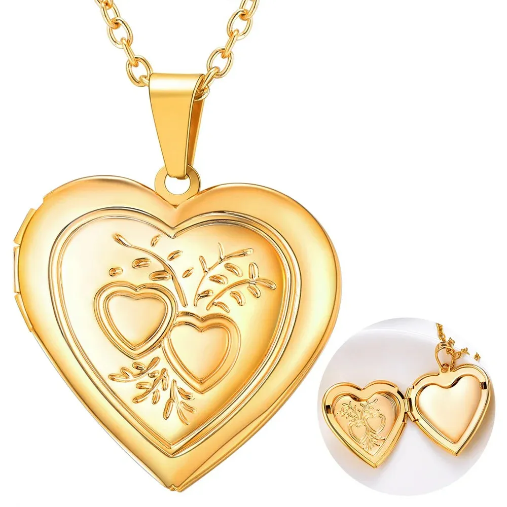 Heart Pendant Rose Gold Photo Locket Necklace for Womens That Holds Pictures Memorial Jewelry Girls Mom Wife Birthday Christmas Gifts