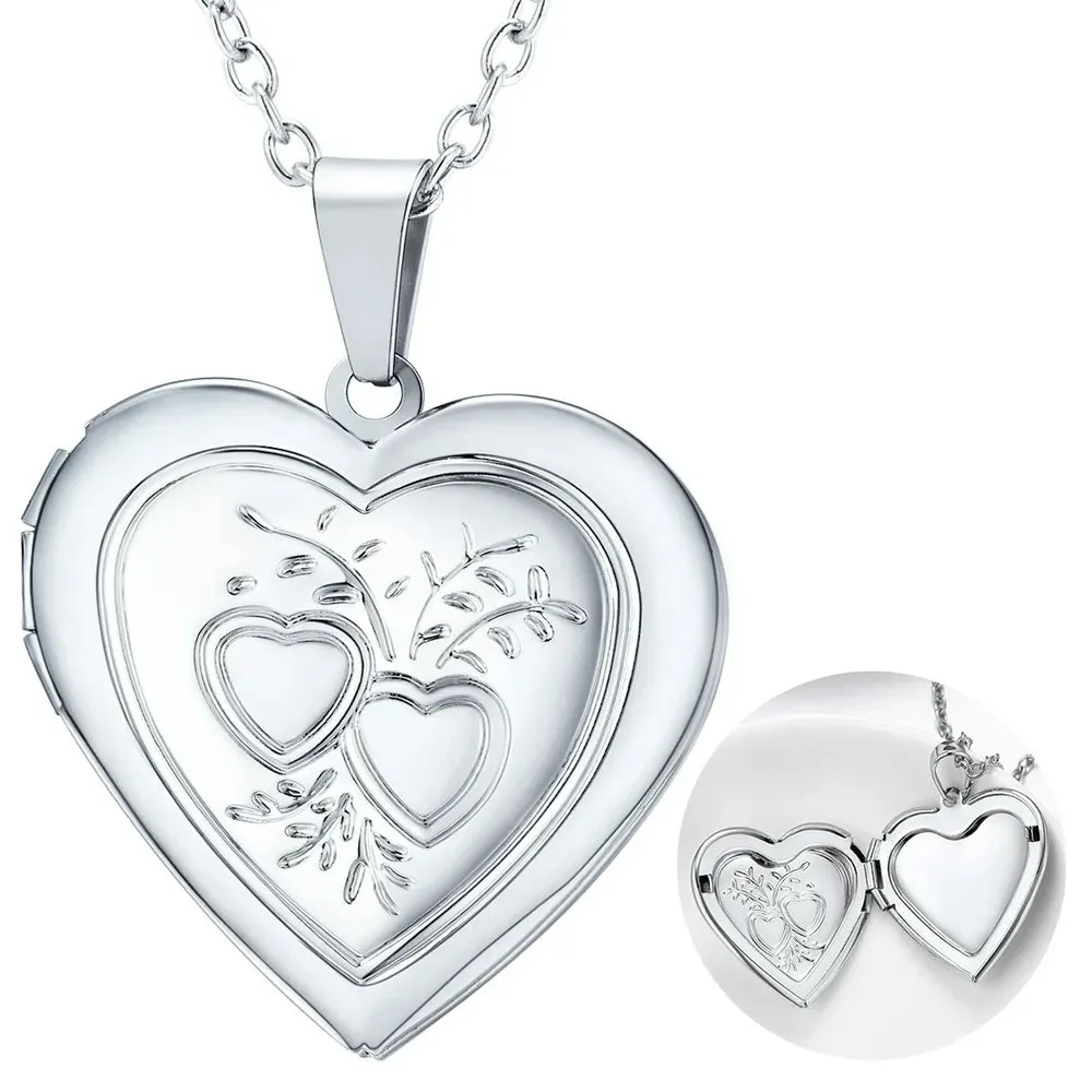 Heart Pendant Rose Gold Photo Locket Necklace for Womens That Holds Pictures Memorial Jewelry Girls Mom Wife Birthday Christmas Gifts