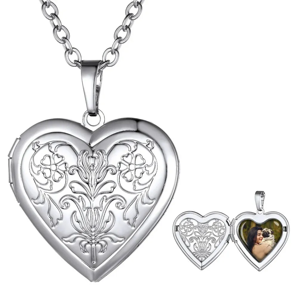 Heart Pendant Rose Gold Photo Locket Necklace for Womens That Holds Pictures Memorial Jewelry Girls Mom Wife Birthday Christmas Gifts