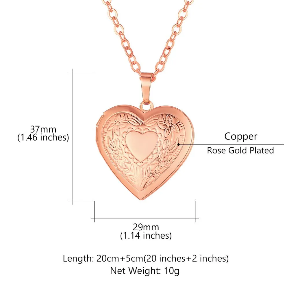 Heart Pendant Rose Gold Photo Locket Necklace for Womens That Holds Pictures Memorial Jewelry Girls Mom Wife Birthday Christmas Gifts