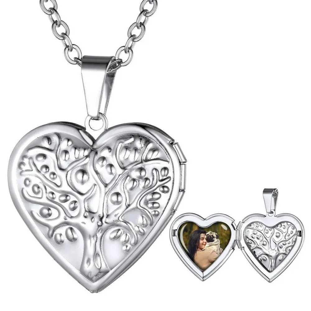 Heart Pendant Rose Gold Photo Locket Necklace for Womens That Holds Pictures Memorial Jewelry Girls Mom Wife Birthday Christmas Gifts