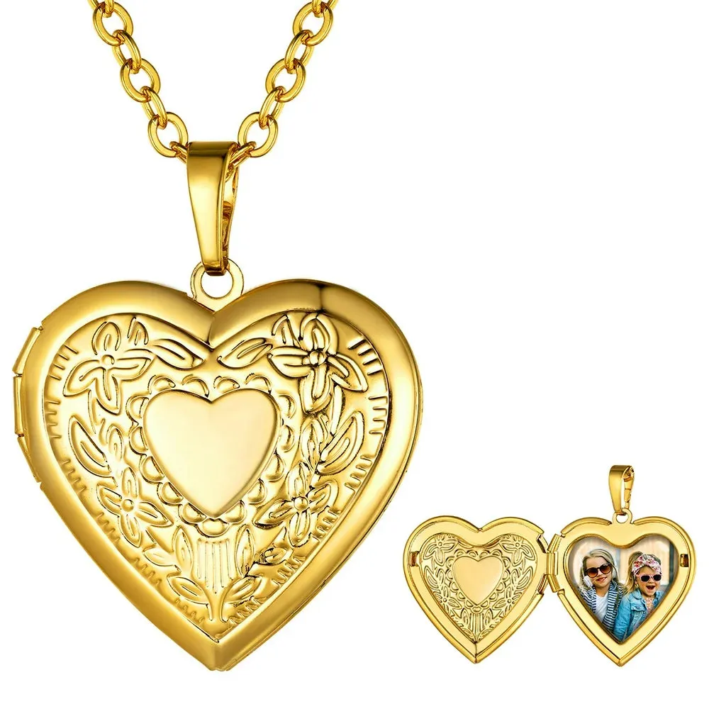 Heart Pendant Rose Gold Photo Locket Necklace for Womens That Holds Pictures Memorial Jewelry Girls Mom Wife Birthday Christmas Gifts