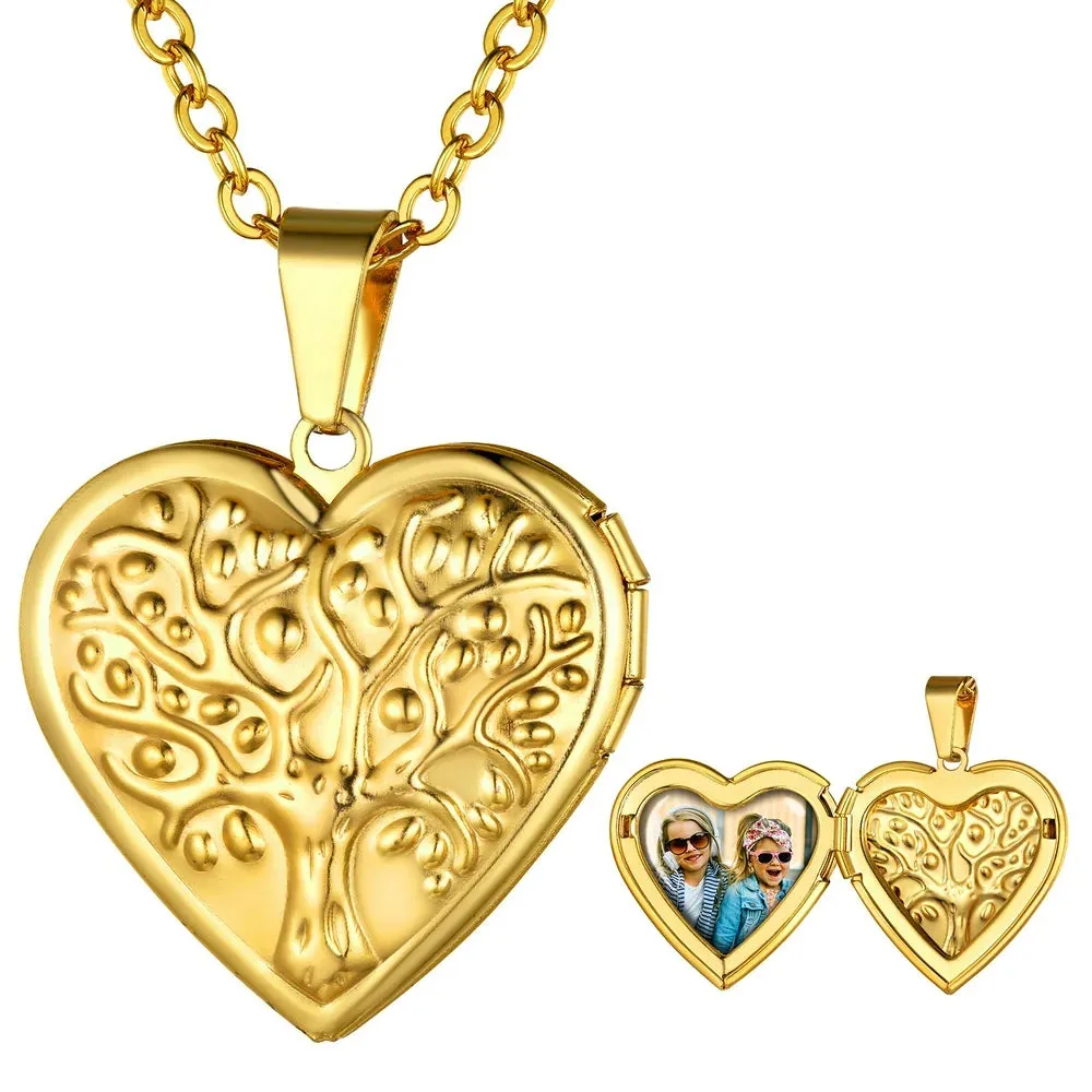Heart Pendant Rose Gold Photo Locket Necklace for Womens That Holds Pictures Memorial Jewelry Girls Mom Wife Birthday Christmas Gifts