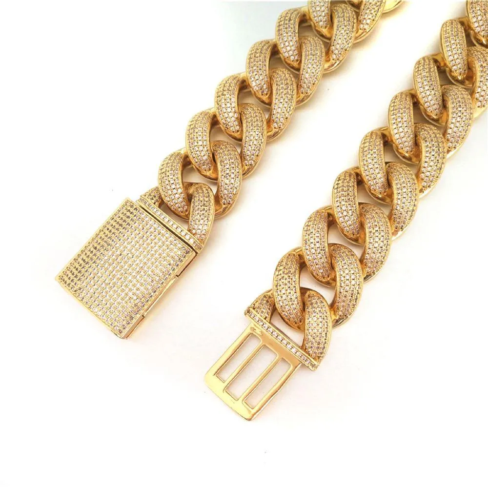 HUGE 24MM 3D Cuban Bling Bling Chain White/Yellow Gold