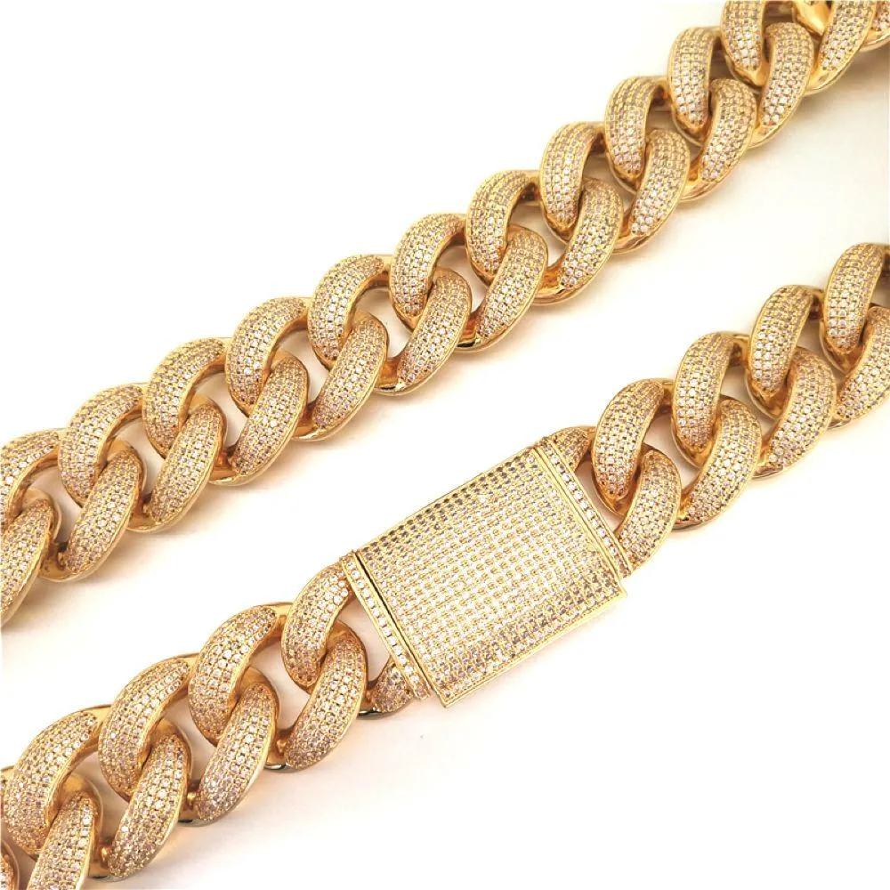 HUGE 24MM 3D Cuban Bling Bling Chain White/Yellow Gold