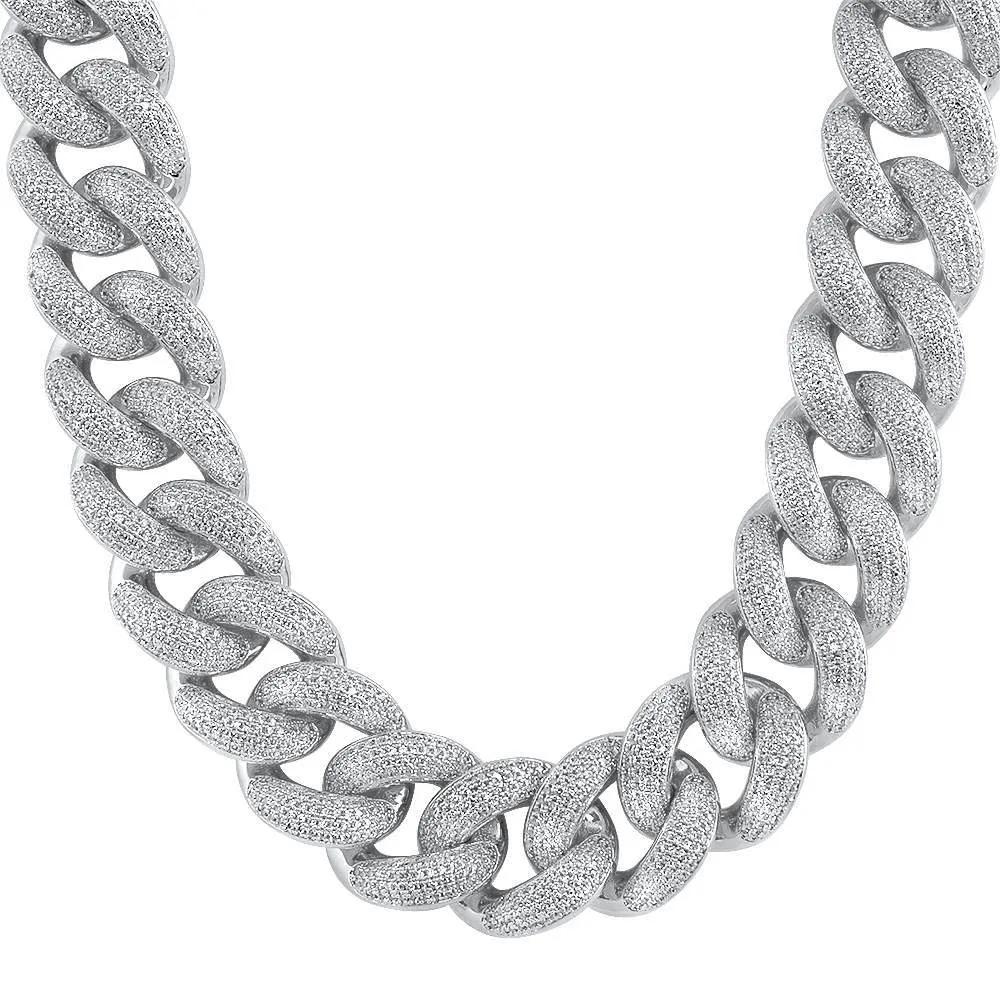 HUGE 24MM 3D Cuban Bling Bling Chain White/Yellow Gold