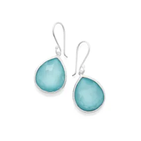 Ippolita Sterling Silver Rock Candy Teeny Teardrop Earrings in Clear Quartz & Turquoise