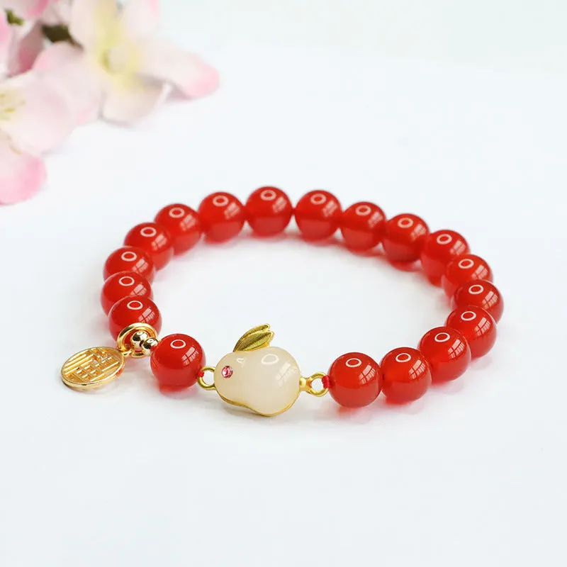 Jade and Agate Rabbit Bracelet by Golden Blessing Brand
