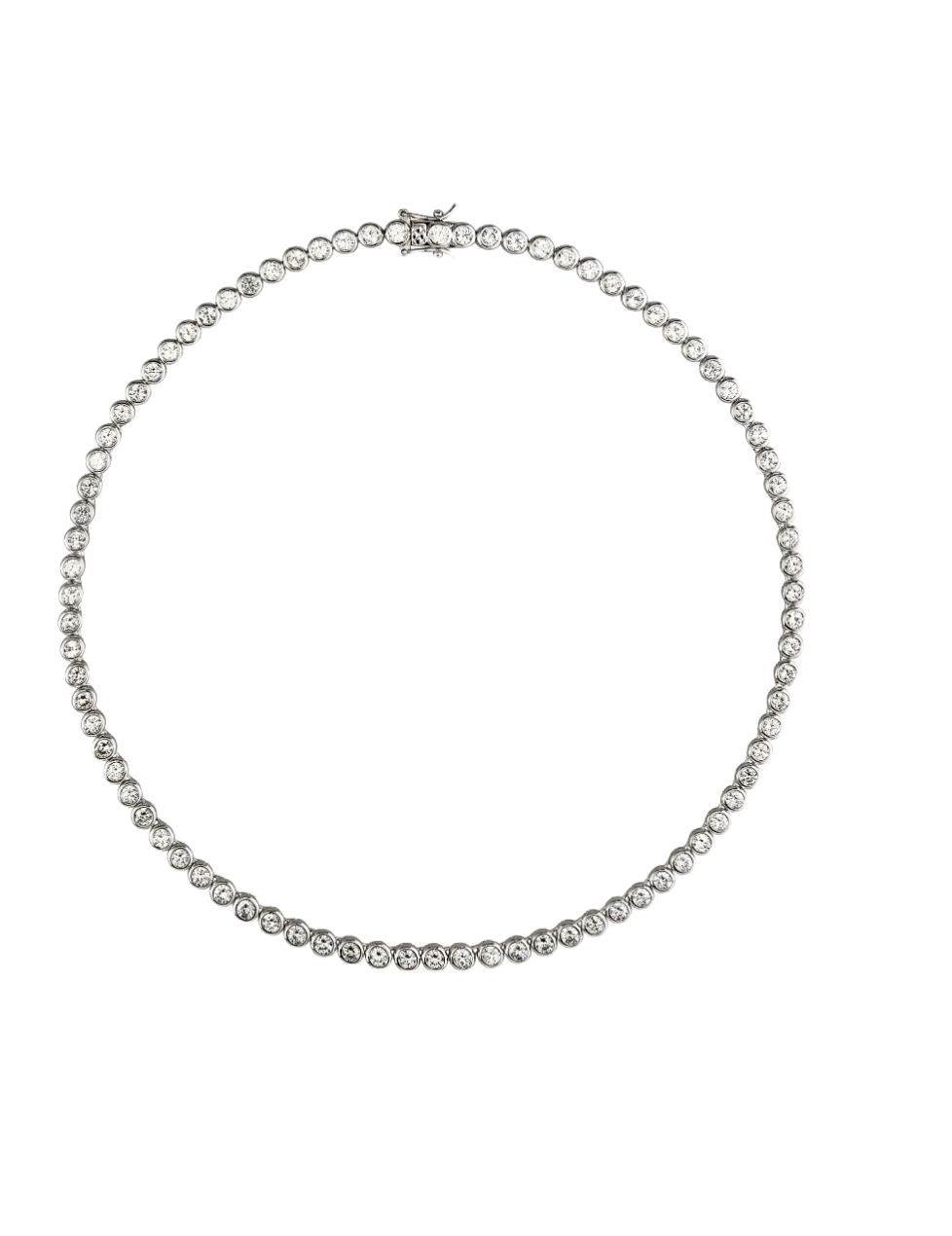 James Bezel Lab-grown White Sapphire Silver Rivière Necklace