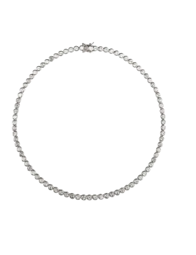 James Bezel Lab-grown White Sapphire Silver Rivière Necklace