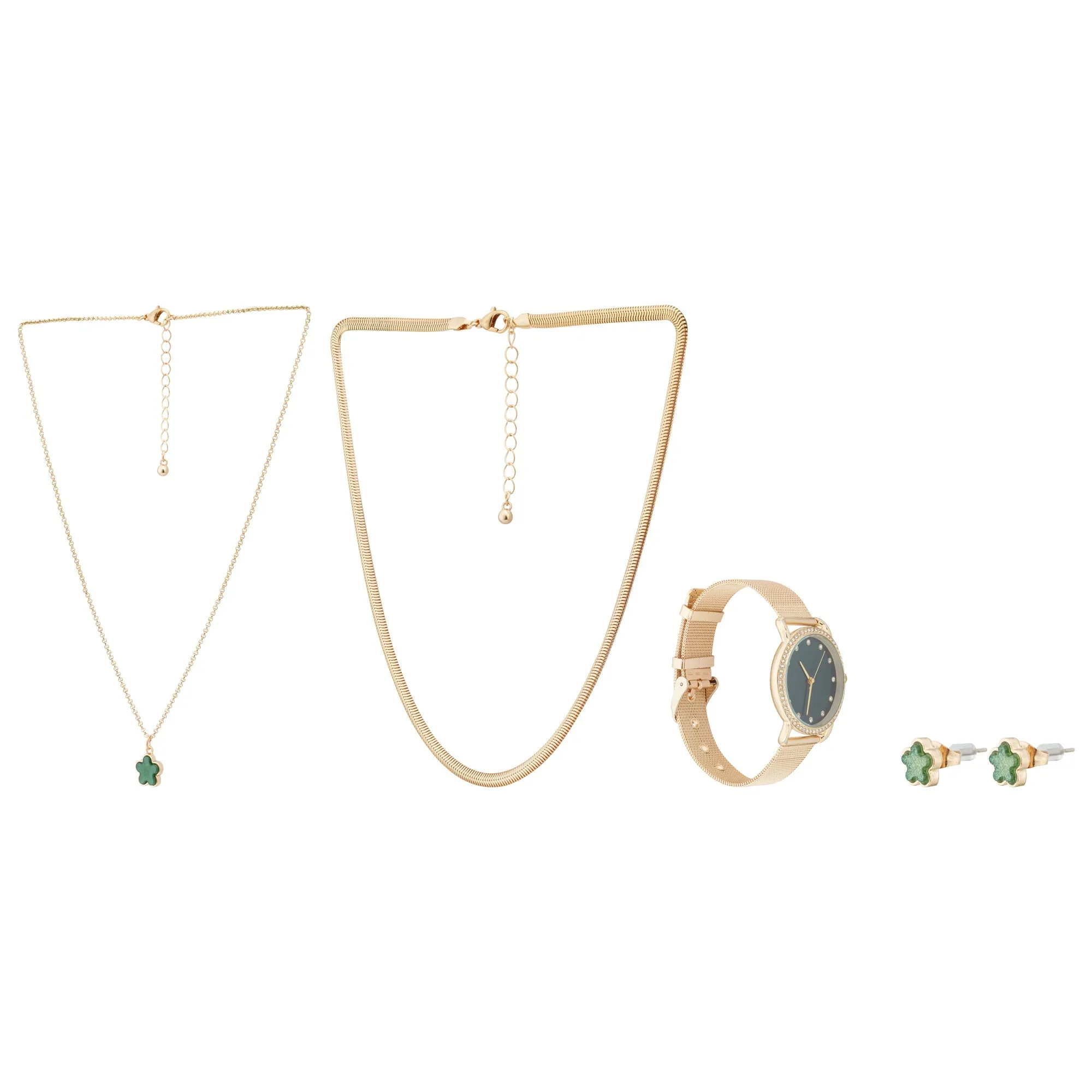 Jessica Carlyle Ladies Analog Shiny Gold Metal Bracelet Watch 34mm Gift Set