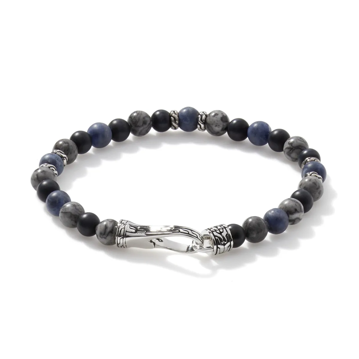 John Hardy Mens Classic Chain Silver Hook Bead Bracelet, Size Unisex Large