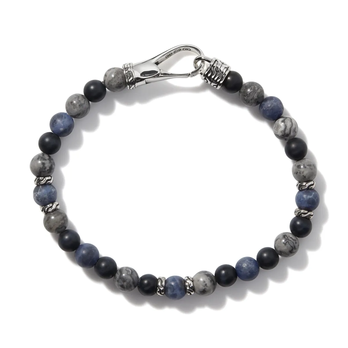 John Hardy Mens Classic Chain Silver Hook Bead Bracelet, Size Unisex Large