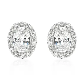 Kira Oval Halo Stud Earrings