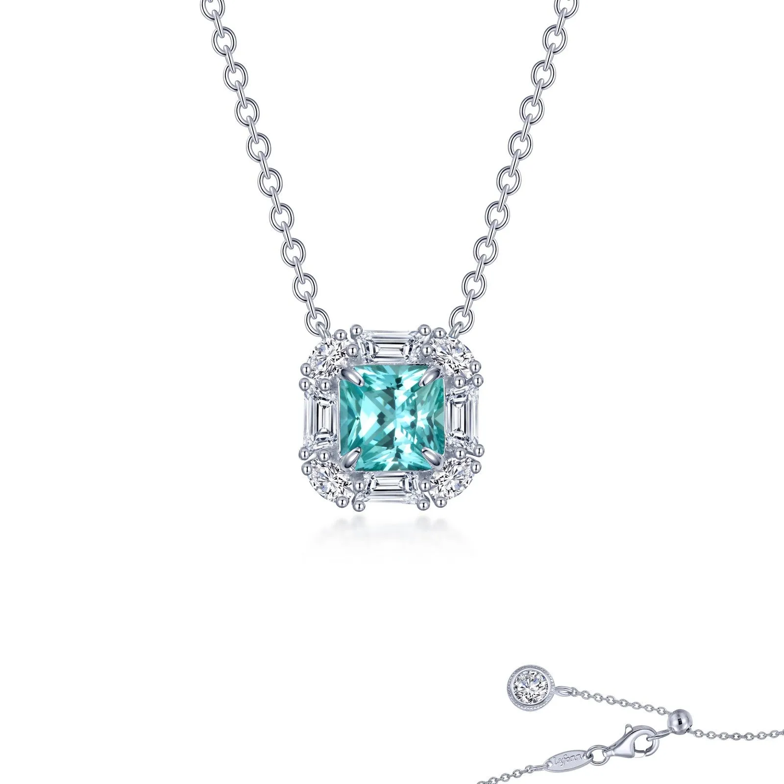 Lafonn Kaleidoscope Square #2 Green Corundum Necklace SYN002GP20
