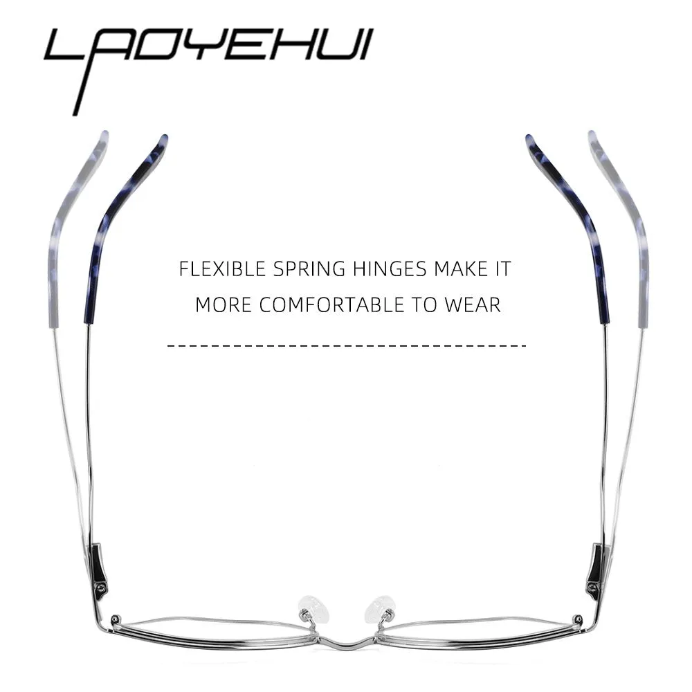 Laoyehui Women's Full Rim Square Cat Eye Alloy Presbyopic Reading Glasses Chain Glr8455