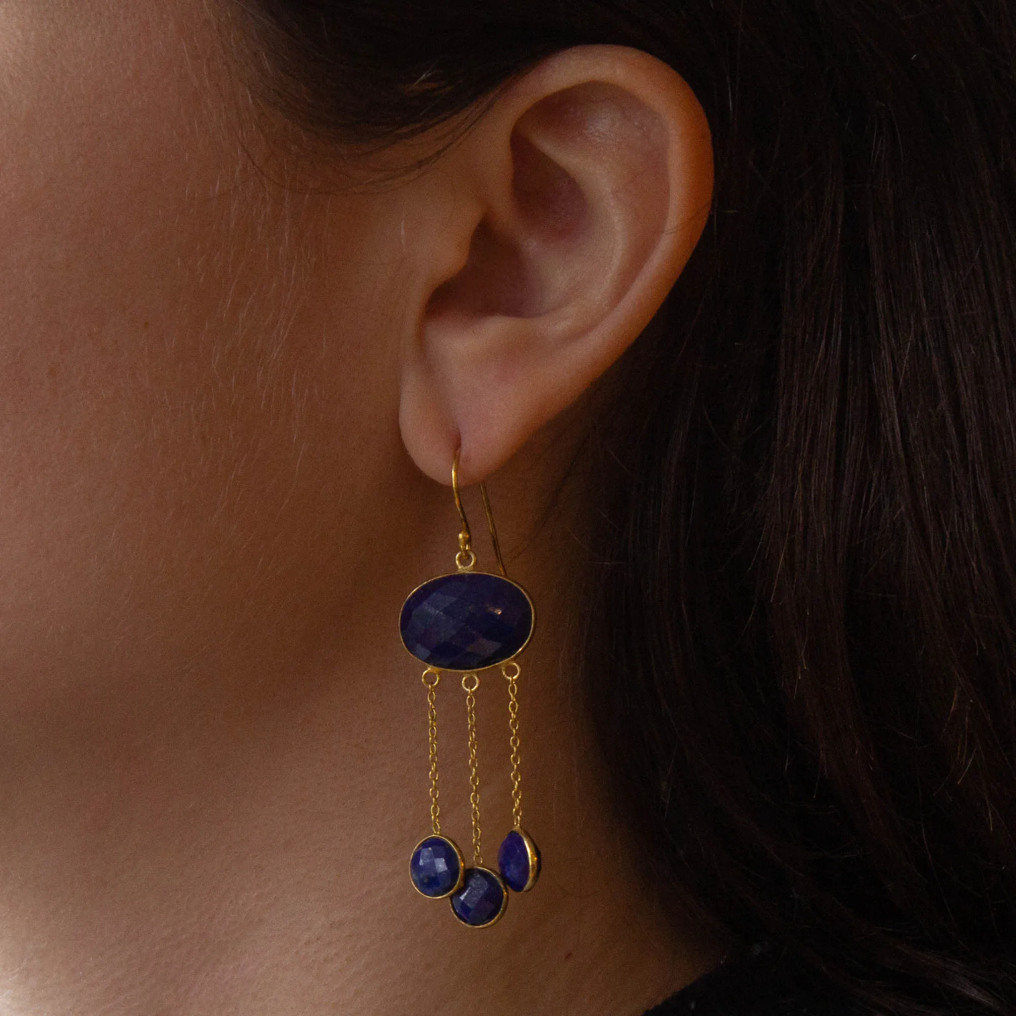 Lapis Lazuli and Gold Vermeil Chandelier Drops