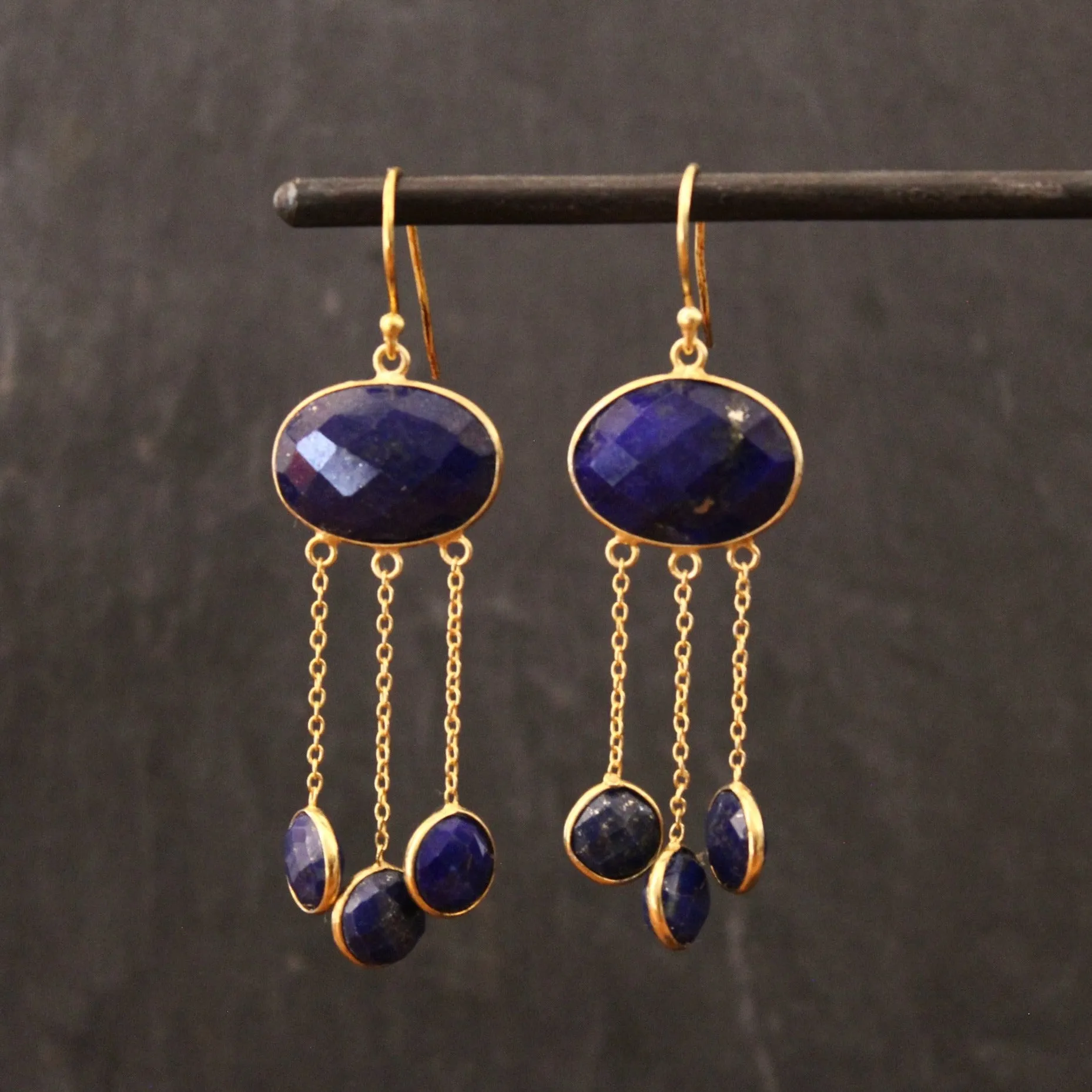 Lapis Lazuli and Gold Vermeil Chandelier Drops