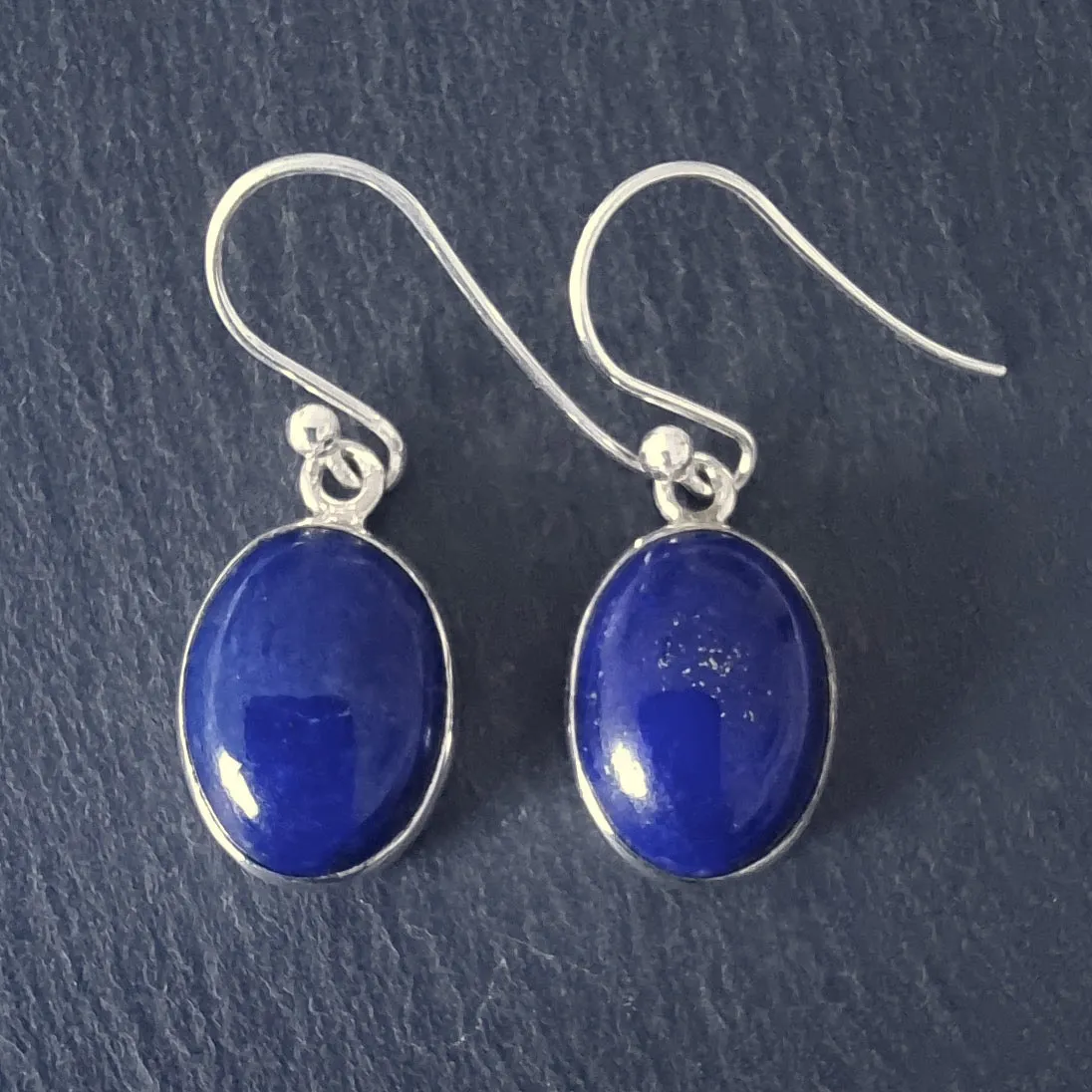 Lapis Lazuli Oval 14mm x 10mm 925 Silver Earrings, E2LL