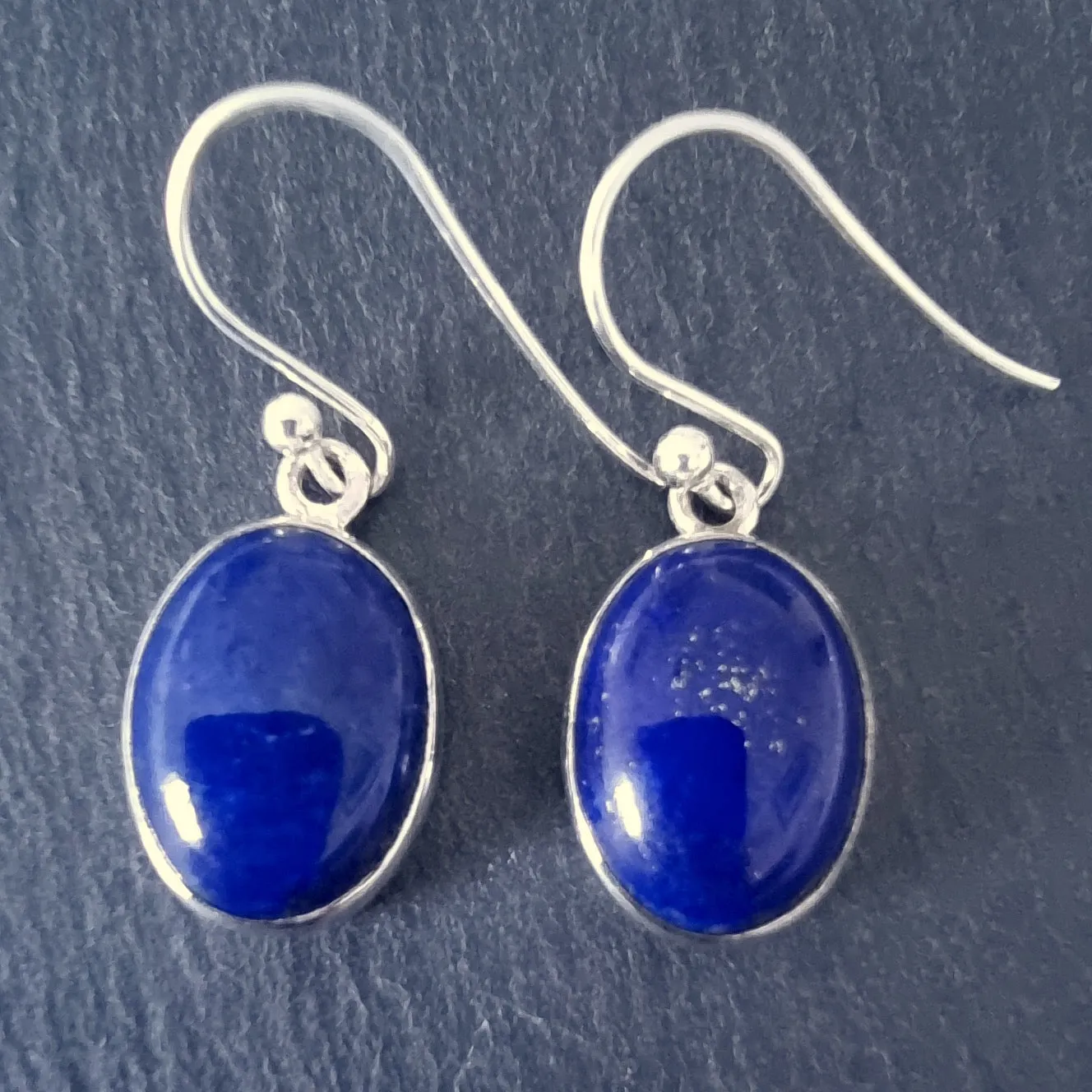 Lapis Lazuli Oval 14mm x 10mm 925 Silver Earrings, E2LL