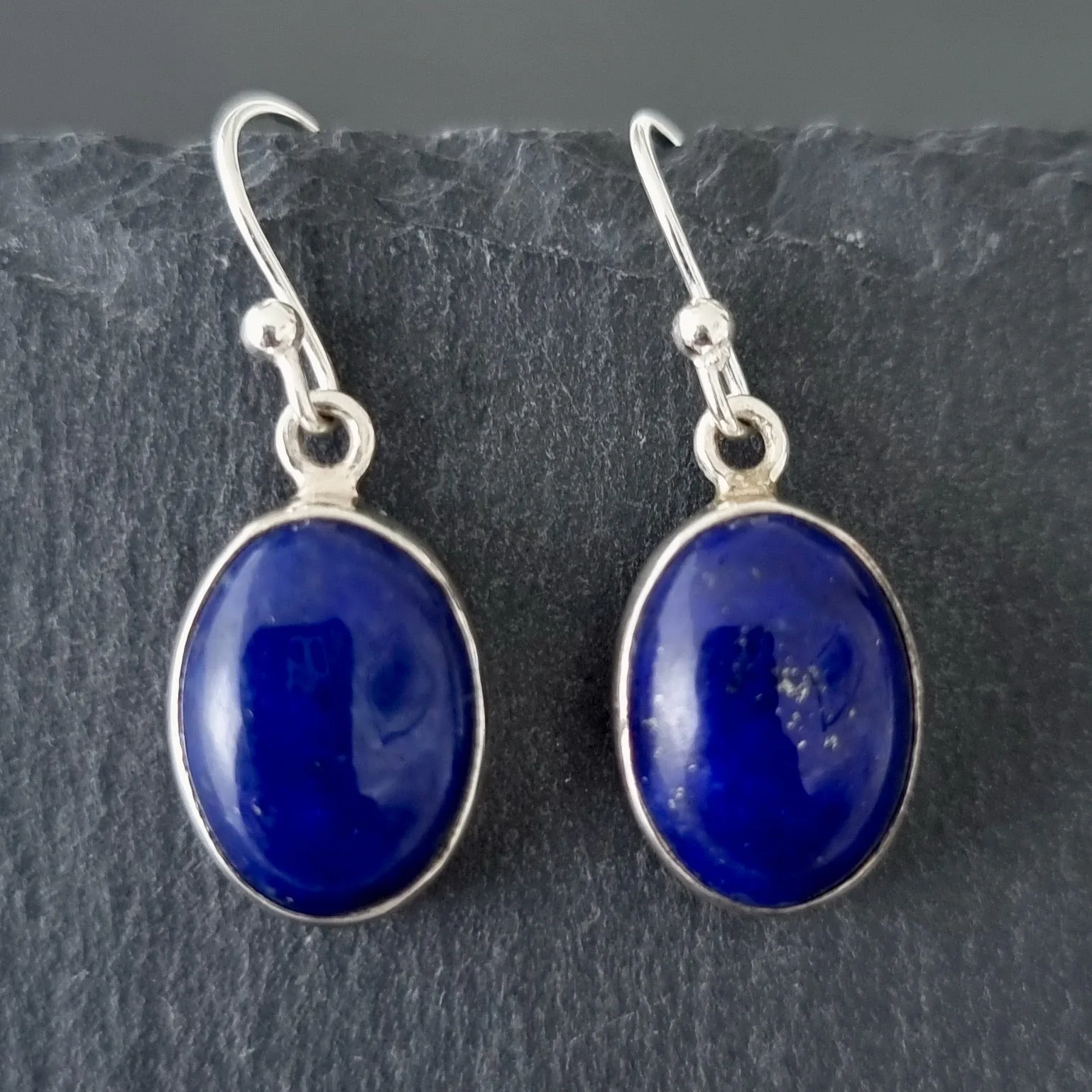 Lapis Lazuli Oval 14mm x 10mm 925 Silver Earrings, E2LL