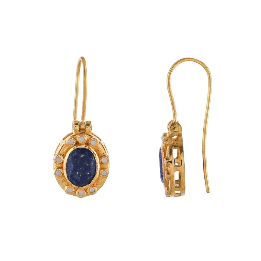 Lapis Pearl Gold Vermeil Over Silver Earrings