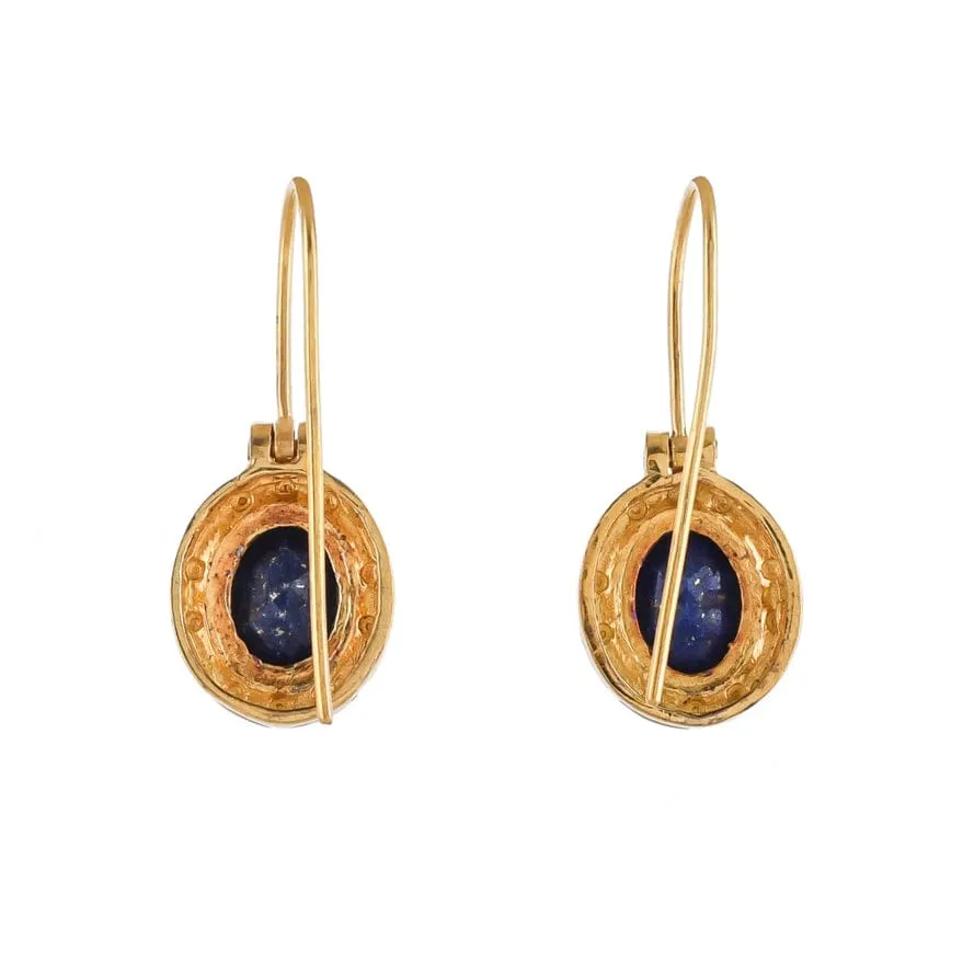 Lapis Pearl Gold Vermeil Over Silver Earrings