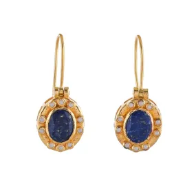 Lapis Pearl Gold Vermeil Over Silver Earrings