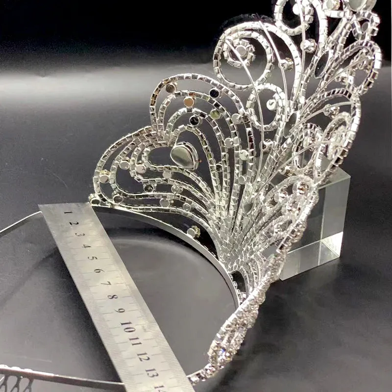 Large Tall Crystal Beauty Pageant Tiara Crown Hair Accessory