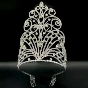 Large Tall Crystal Beauty Pageant Tiara Crown Hair Accessory