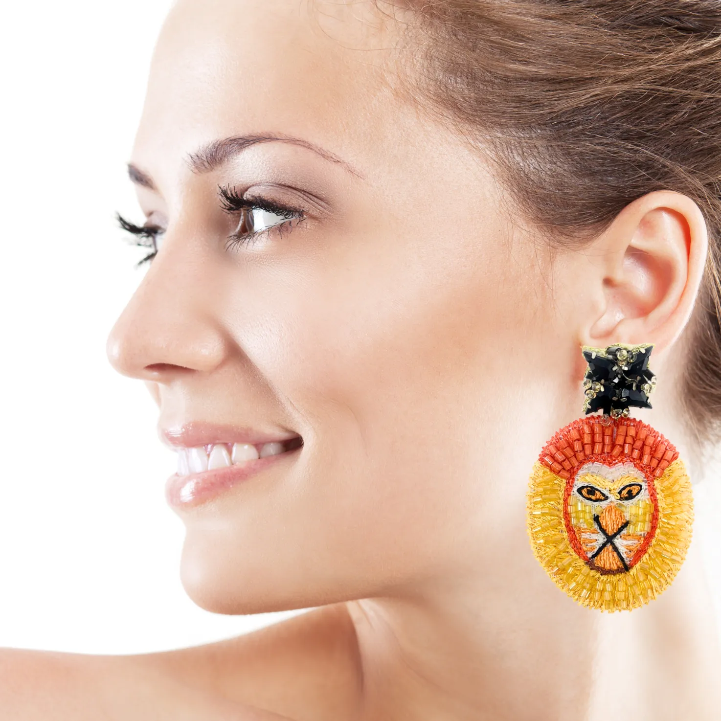 Lion Beaded Earrings