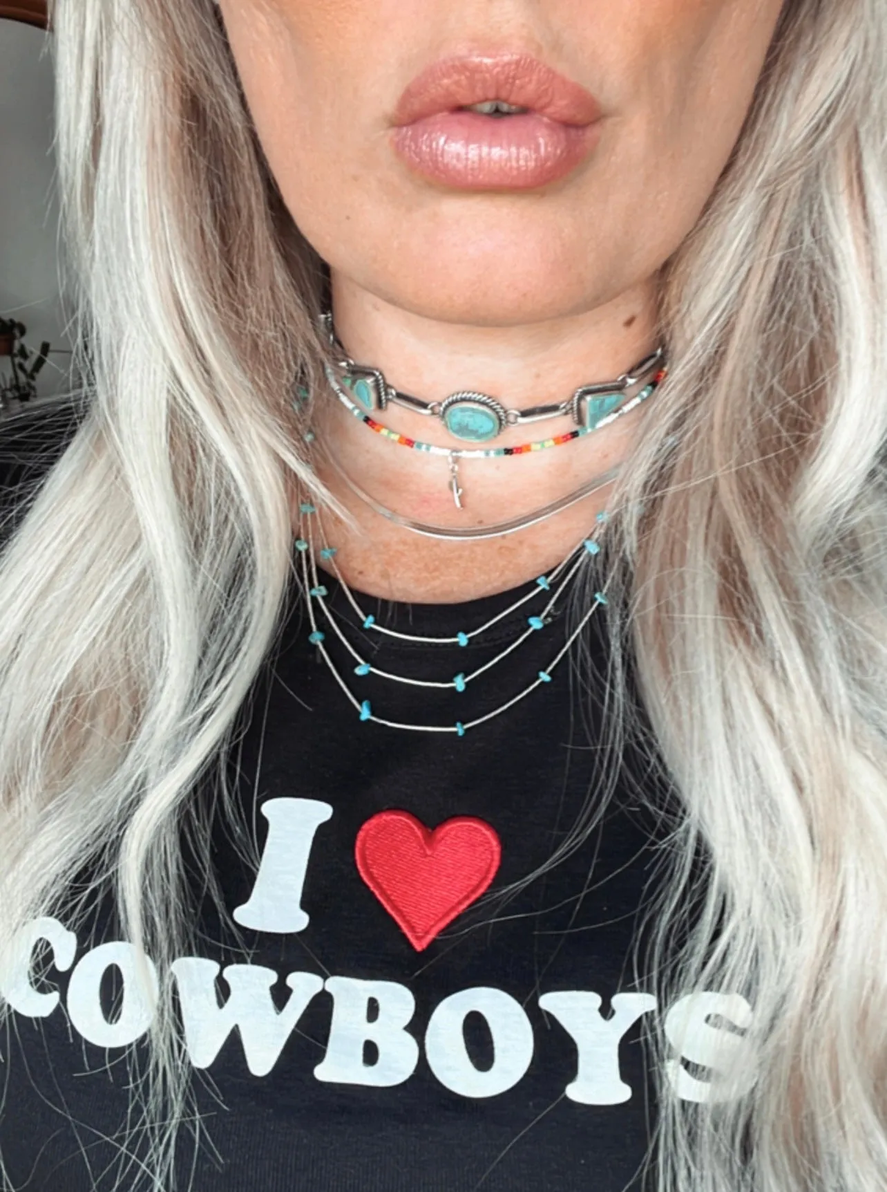 Liquid Silver three strand nugget Necklace turquoise or Co ral
