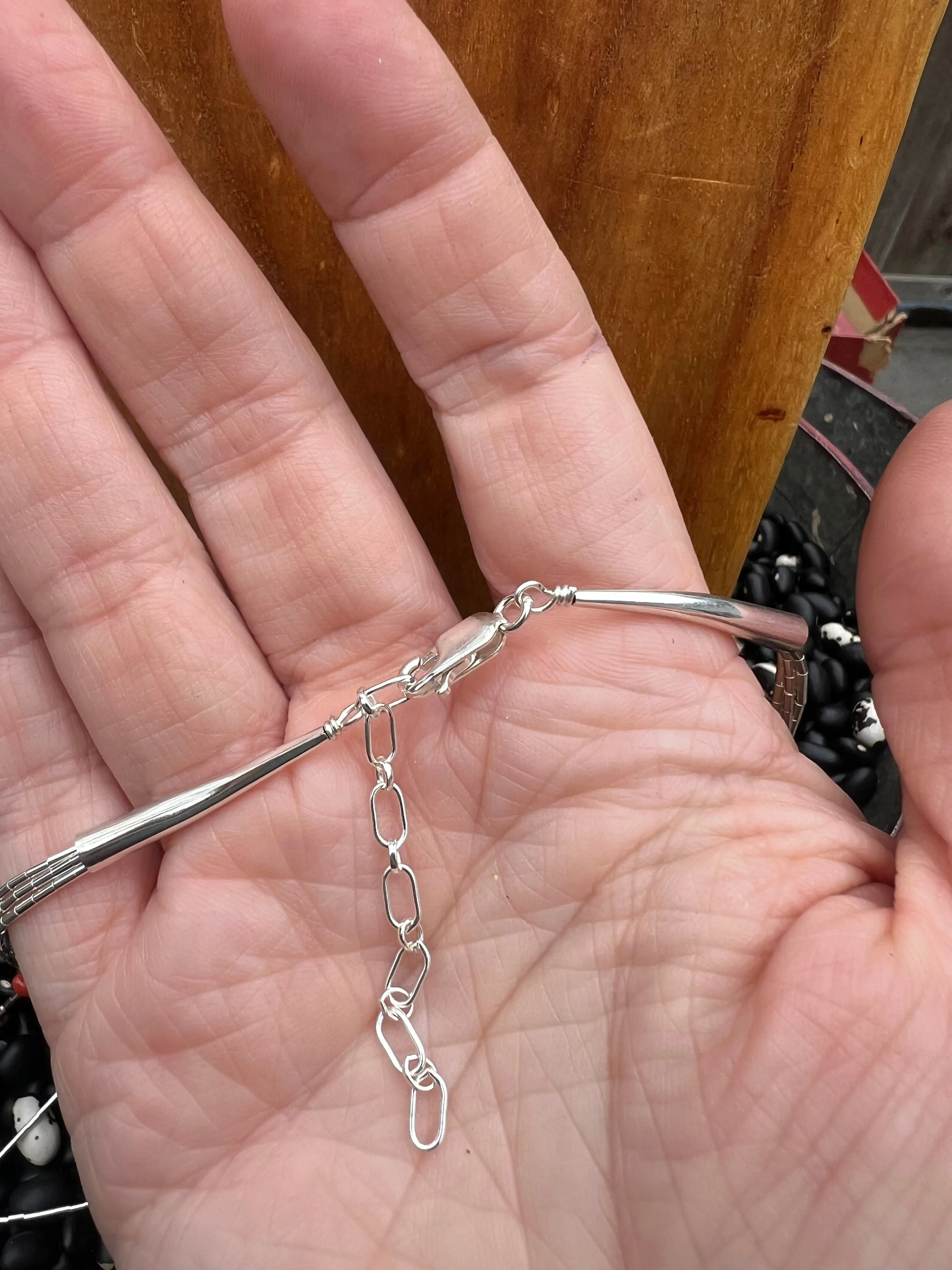 Liquid Silver three strand nugget Necklace turquoise or Co ral